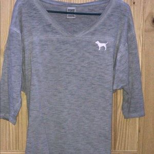 PINK grey v-neck shirt
